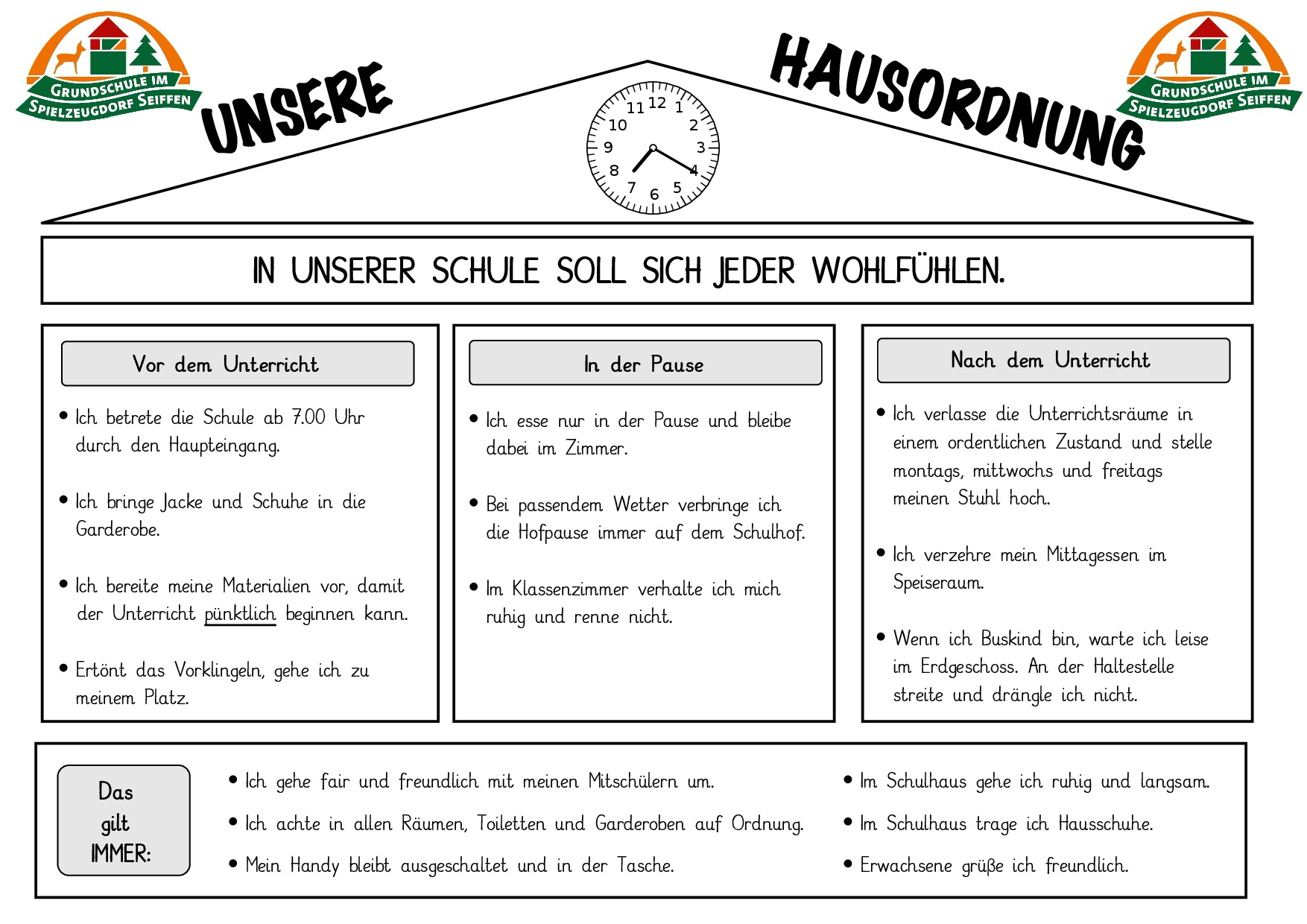Hausordnung der Grundschule im Spielzeugdorf